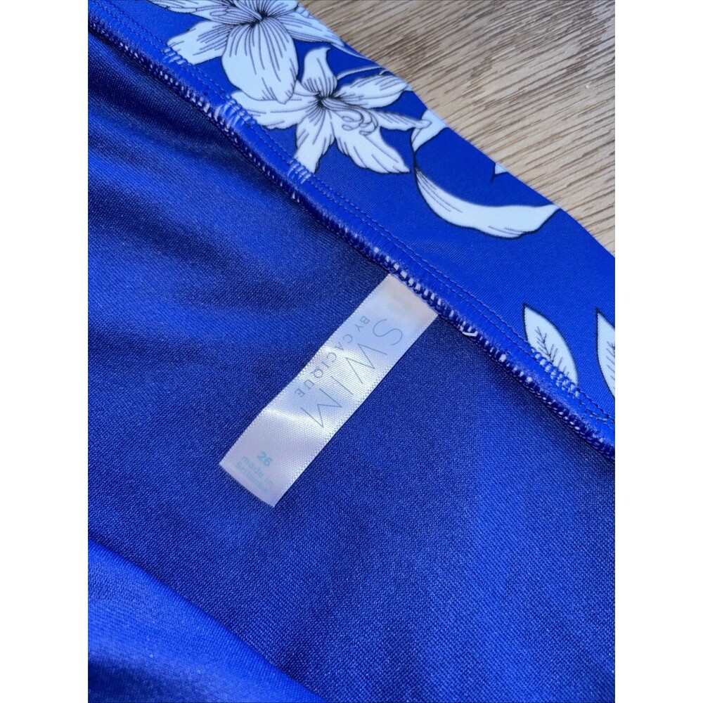 Cacique swim women blue white black floral swim skirt swimsuit bottom 26 New - Picture 6 of 9
